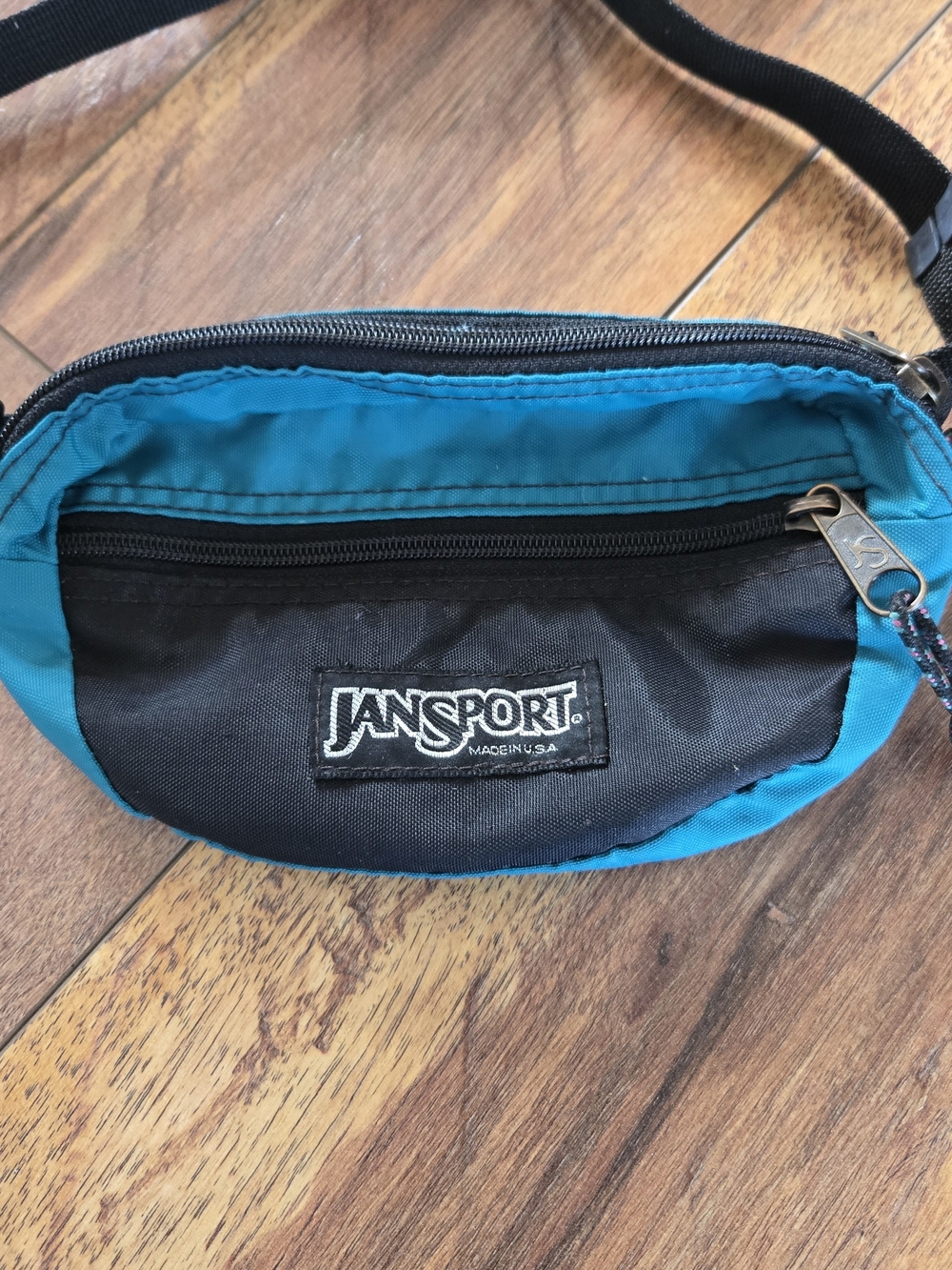 Vtg JanSport Teal and Black Waist Pack